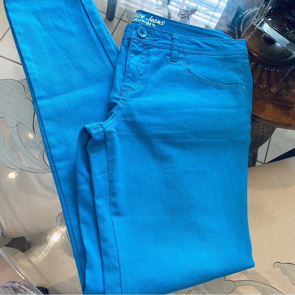 Justice Teal Skinny Jeans Teens Size 16 1/2 NWOT